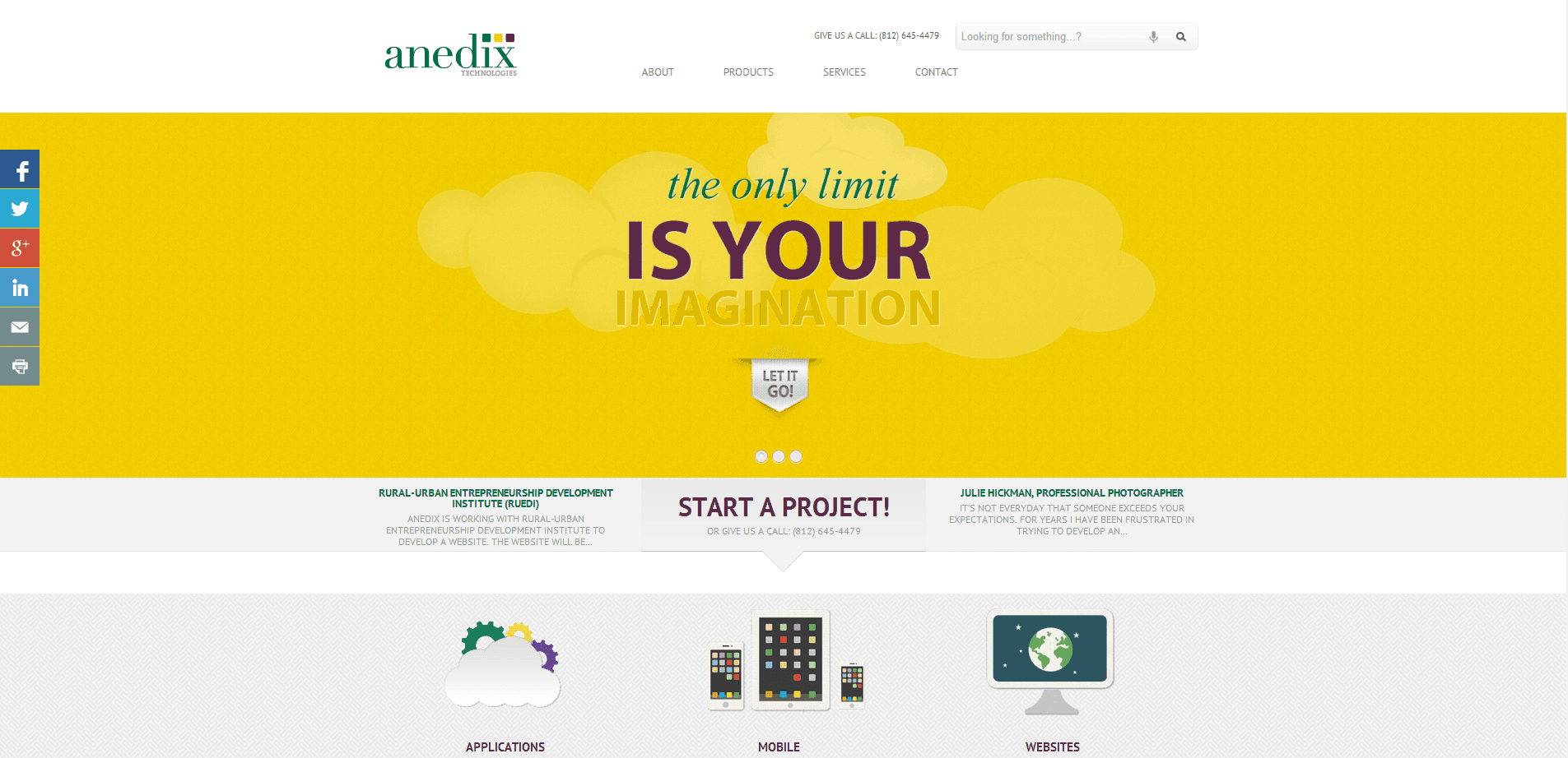 Screenshot of the Anedix Technologies website as built.
