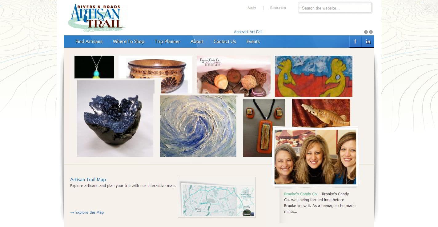 Screenshot of the Artisan Trail website as built.